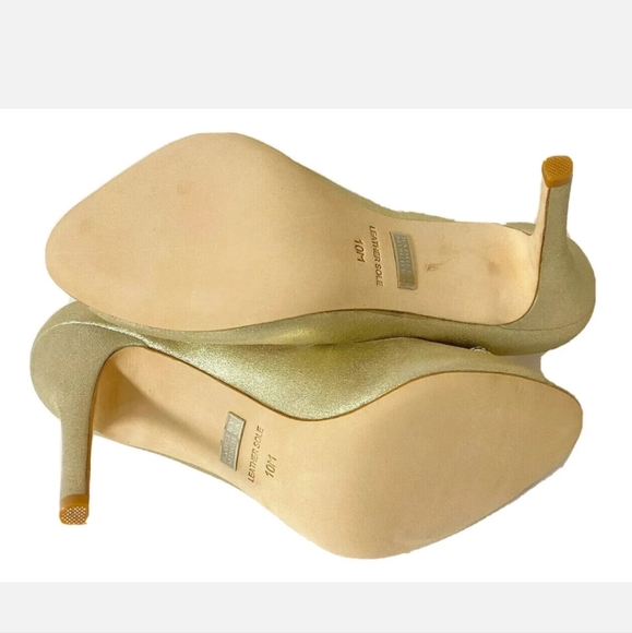 BADGLEY MISCHKA DAVIDA II METALLIC PEEP-TOE PUMP SZ 10, RETAIL $245 - Picture 5 of 10